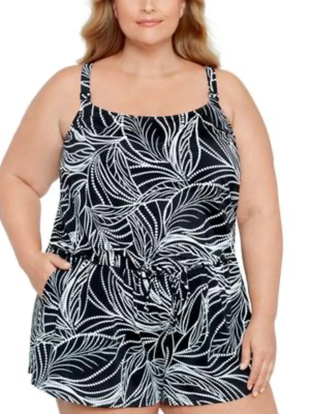 Swim Solutions Plus Size Tummy Control Romper,on the Vine